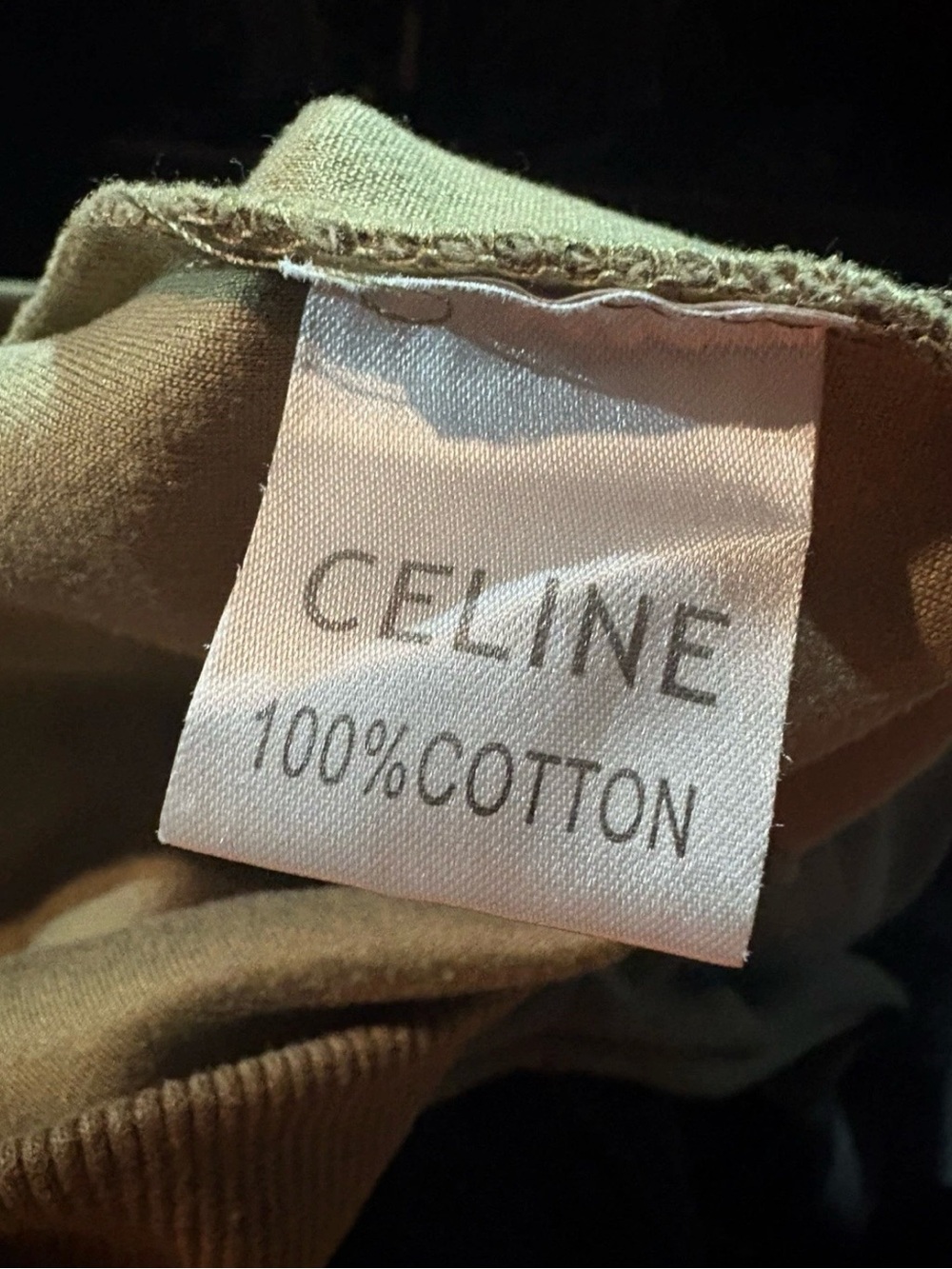 CELINE Loose Hoodie in Cotton Fleece khaki sz L. One small blemish - Picture 5 of 6